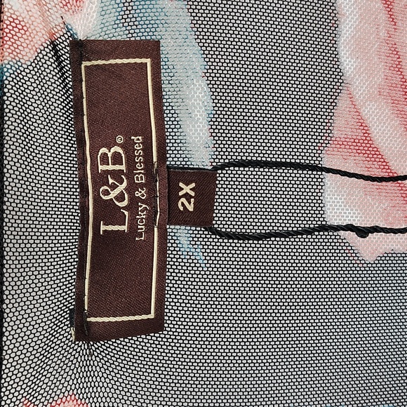 L&B lucky and Blessed mesh floral lightweight cardigan 2X black pink - Picture 3 of 4
